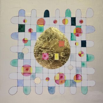 Peinture intitulée "labyrinthe oeuf" par Laurent  Taillebois, Œuvre d'art originale, Acrylique