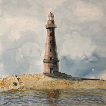 Drawing titled "Le Phare" by Lydia Morano, Original Artwork, Watercolor