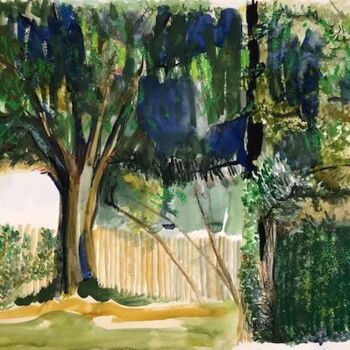 Drawing titled "Au jardin " by Lydia Morano, Original Artwork, Watercolor