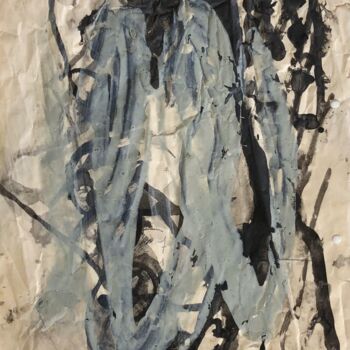 Painting titled "Noir et vert" by Nicole Grenot, Original Artwork, Acrylic