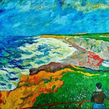 Painting titled "Ericeira-Plage de S…" by Jacques Metairie, Original Artwork, Oil