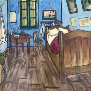 Peinture intitulée "La chambre de Van G…" par Ateliermf12, Œuvre d'art originale, Bois