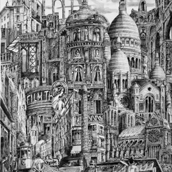 Drawing titled "Composition 7" by Koen De Weerdt, Original Artwork, Ink