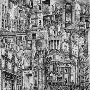 Dessin intitulée "Composition 10" par Koen De Weerdt, Œuvre d'art originale, Encre