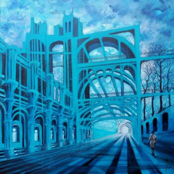 Painting titled "Blue City 5" by Koen De Weerdt, Original Artwork, Acrylic