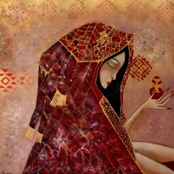 Painting titled "Мария Магдалена" by Anna Mytavska (Cabrerra), Original Artwork, Fabric