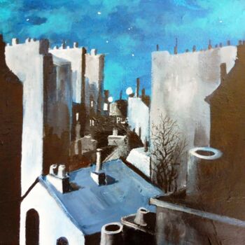 Painting titled "Blue City 6" by Koen De Weerdt, Original Artwork, Acrylic