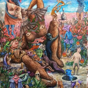 Painting titled "Voyage à Lilliput" by Judith Latino, Original Artwork, Oil