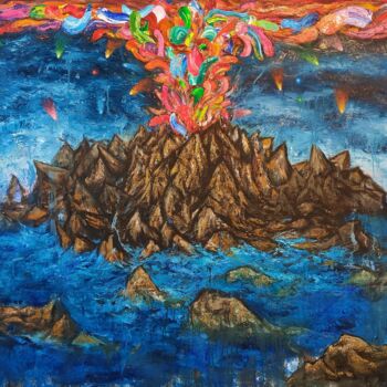 Collages titled "Volcan" by Judith Latino, Original Artwork, Collages