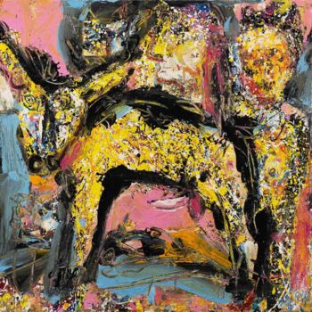 Painting titled "LE VEAU D'OR…" by Cy Pavel, Original Artwork, Oil
