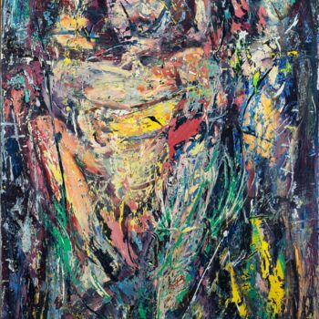 Painting titled " CHAMAN ou LA JEUNE…" by Cy Pavel, Original Artwork, Oil