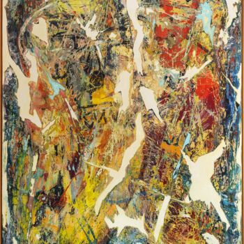 Painting titled "OEDIPE ET LE SPHINX" by Cy Pavel, Original Artwork, Oil