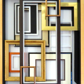 Collages titled "MSM 001" by Omar Piñol, Original Artwork, Collages Mounted on Wood Stretcher frame