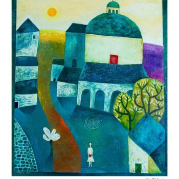 Peinture intitulée "Niña en la plaza" par Yoshiro Tachibana, Œuvre d'art originale, Acrylique