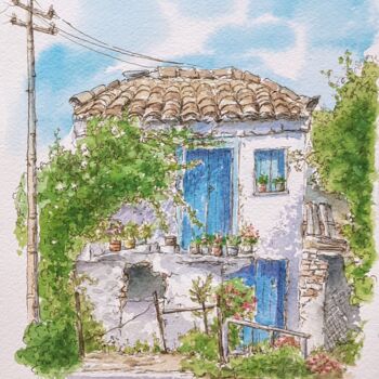 绘画 标题为“personalized house…” 由Fineartderya, 原创艺术品, 水彩
