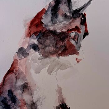 Painting titled "Chat alors!" by Jean Marc Bramy, Original Artwork, Watercolor
