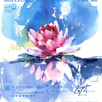 Pintura intitulada "Lotus reflection" por Ksenia Selianko, Obras de arte originais, Aquarela