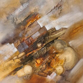 Painting titled "Mystic Géode 413" by Isabel Ollange, Original Artwork, Oil Mounted on Wood Stretcher frame