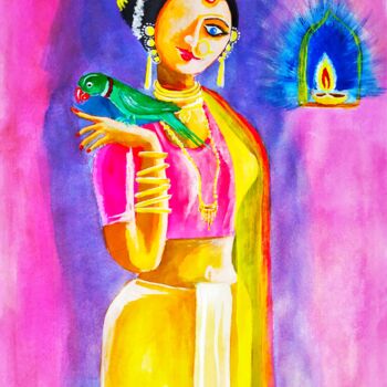 「Abhimanini 1」というタイトルの絵画 Kishore Bishoiによって, オリジナルのアートワーク, アクリル