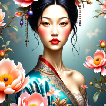 Arts numériques intitulée "11-Oriental woman p…" par Teresa Casas, Œuvre d'art originale, Image générée par l'IA