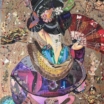 Collages titled "MISS MASAMI" by Moira Mcainsh, Original Artwork, Acrylic Mounted on Wood Stretcher frame