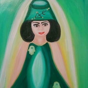 Peinture intitulée "FEMME ET SPIRITUALI…" par Haïfa Melliti, Œuvre d'art originale, Huile