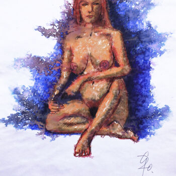 Σχέδιο με τίτλο "Femme fraktale I." από Götz Wiedenroth, Αυθεντικά έργα τέχνης, Μαρκαδόρος