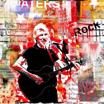 Digitale Kunst mit dem Titel "pop art célébrité 3…" von Yank, Original-Kunstwerk, Digitale Collage Auf Keilrahmen aus Holz m…