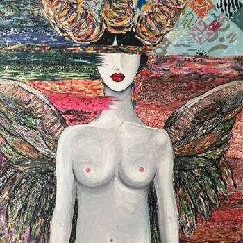 Collages titled "ANGEL" by Moira Mcainsh, Original Artwork, Acrylic Mounted on Wood Stretcher frame