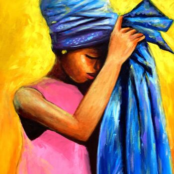 Schilderij getiteld "Headscarf Series" door Olaoluwa Smith, Origineel Kunstwerk, Acryl