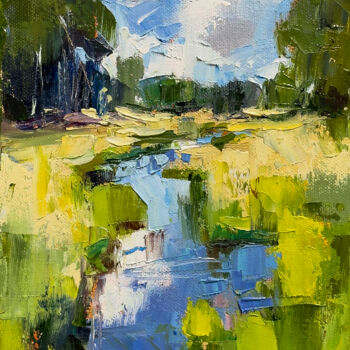 Painting titled "Green Silence" by Daria Zavadenko, Original Artwork, Oil