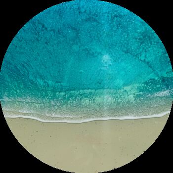Malerei mit dem Titel "Round Ocean #102" von Ana Hefco, Original-Kunstwerk, Acryl Auf Holzplatte montiert