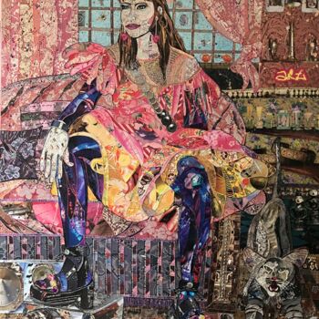 Collages titled "Ernestine and Spyke" by Moira Mcainsh, Original Artwork, Acrylic Mounted on Wood Stretcher frame