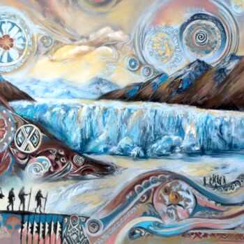 Painting titled "Threads of the Worl…" by Nadia Bedei, Original Artwork, Pastel