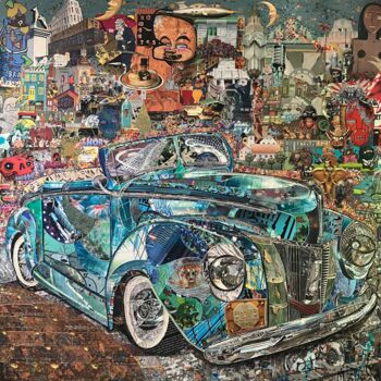 Collages titled "Pimp My Ride" by Moira Mcainsh, Original Artwork, Acrylic Mounted on Wood Stretcher frame