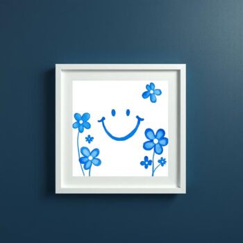 Printmaking titled "Blues in Bloom" by Ivy Blue, Original Artwork, Digital Print