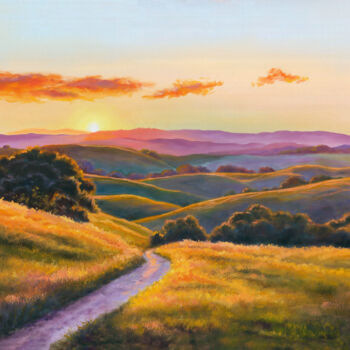 Pintura titulada "Rolling hills of Ca…" por Lucia Verdejo, Obra de arte original, Oleo Montado en Panel de madera
