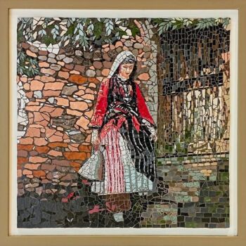 Sculpture titled "Rumeli Kızı, Serami…" by Hasan Bayramoğlu, Original Artwork, Mosaic Mounted on Wood Panel