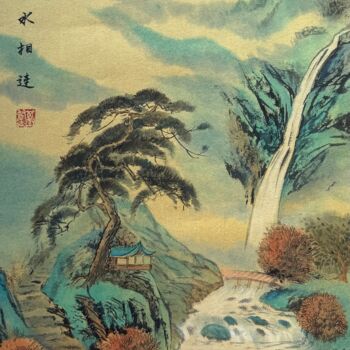 Painting titled "Старинный пейзаж с…" by Kristina Samodelova, Original Artwork, Watercolor