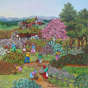 Painting titled "Natureza em cores" by Lucia Buccini, Original Artwork, Oil Mounted on Other rigid panel