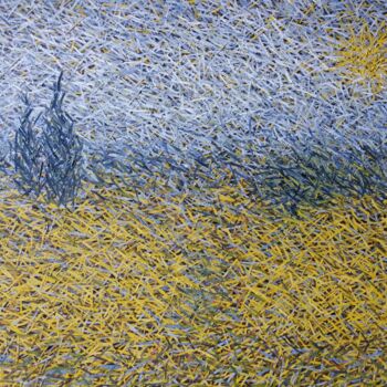 제목이 "Wheat field with Cy…"인 미술작품 Atom Hovhanesyan로, 원작, 기름 나무 들것 프레임에 장착됨