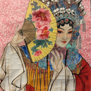 Pittura intitolato "戏剧花旦" da Yan Zi007, Opera d'arte originale, Inchiostro