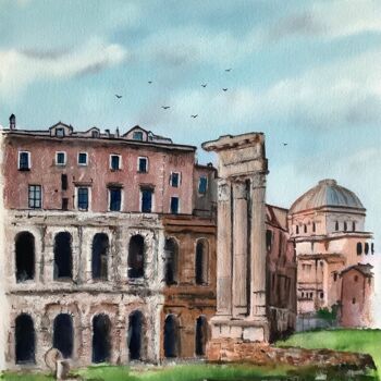 Картина под названием "Theatre of Marcellus" - Darrencareyart Darren Carey, Подлинное произведение искусства, Акварель Устан…