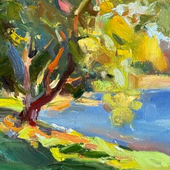 Painting titled "Beneath the Yellow…" by Daria Zavadenko, Original Artwork, Oil