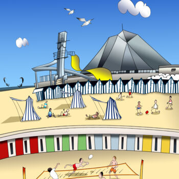 Arts numériques intitulée "La Plage" par Franck Poidevin, Œuvre d'art originale, Peinture numérique