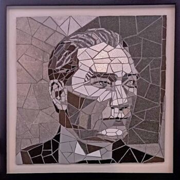 Sculpture titled "Atatürk, Seramik Mo…" by Hasan Bayramoğlu, Original Artwork, Mosaic Mounted on Wood Panel