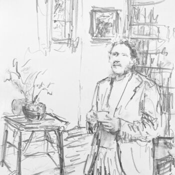 Drawing titled "His parent’s house." by Victoria General, Original Artwork, Pencil