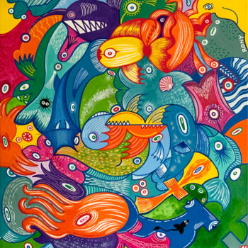 Malerei mit dem Titel "The Great Deep Dood…" von Rony, Original-Kunstwerk, Acryl