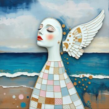 Digital Arts με τίτλο "Broken Wings" από Davina Dugnas, Αυθεντικά έργα τέχνης, Ψηφιακή ζωγραφική Τοποθετήθηκε στο Ξύλινο φορ…