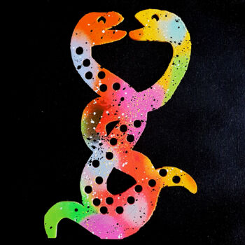 "SPACO serpents de N…" başlıklı Tablo Spaco tarafından, Orijinal sanat, Akrilik Ahşap Sedye çerçevesi üzerine monte edilmiş